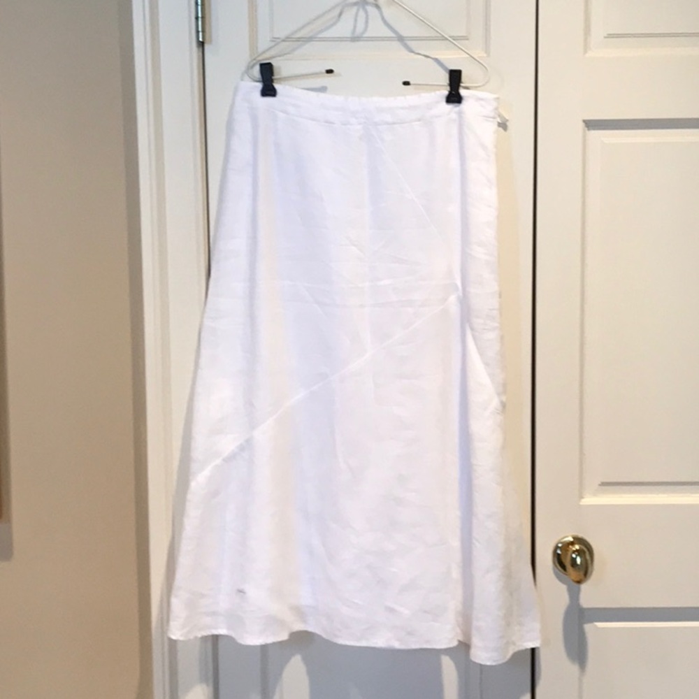 J Jill white linen long skirt